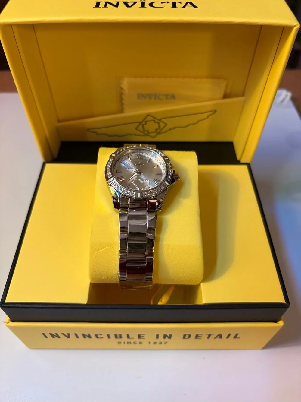 Invicta Veleray Diamond Bezel Mini Heart Dial Silver Plated Luxury Womens Watch!